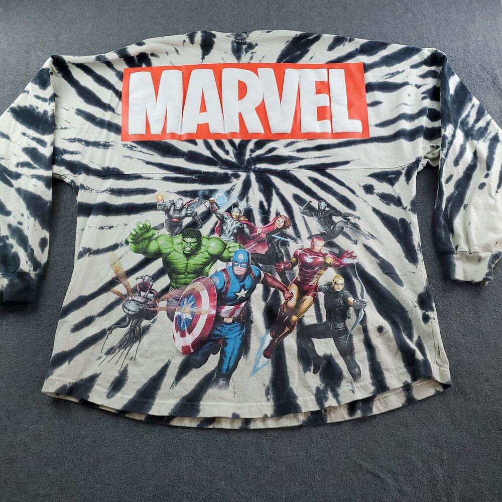 Marvel Avengers Spirit Jersey Adult Size Large Tie Dye Black White